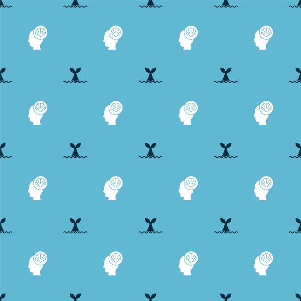 将鲸尾置于海浪和扇贝贝壳中图片下载