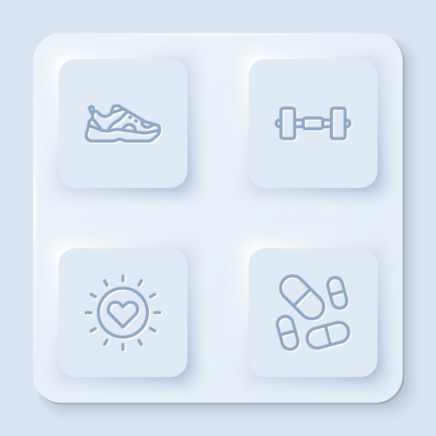 定线运动运动鞋哑铃太阳和维生素图片下载