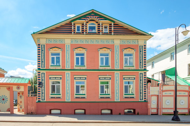 喀山老鞑靼人定居点的彩色老鞑靼人的房子图片下载