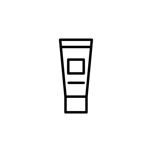 药膏管化妆品黑线图标。简单的管徽章。新潮的平面孤立符号符号用于:插图，轮廓，符号，移动，应用程序，设计，web，开发，ui, ux, gui。向量EPS 10图片下载