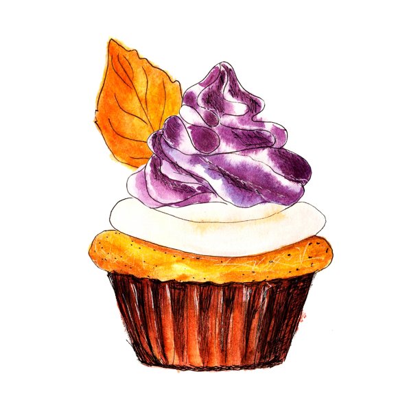 万圣节纸杯蛋糕，水彩手绘插图，孤立，白色背景。图片下载