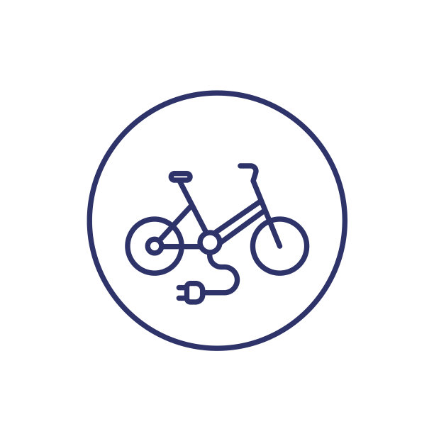 电动自行车自行车线上的白色图标图片下载