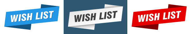 愿望清单横幅愿望清单丝带标签标志集图片下载