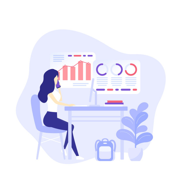 数据分析女孩用电脑工作图片下载