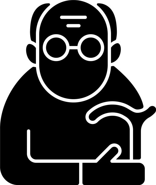 男性退休人员黑色象形图标图片下载