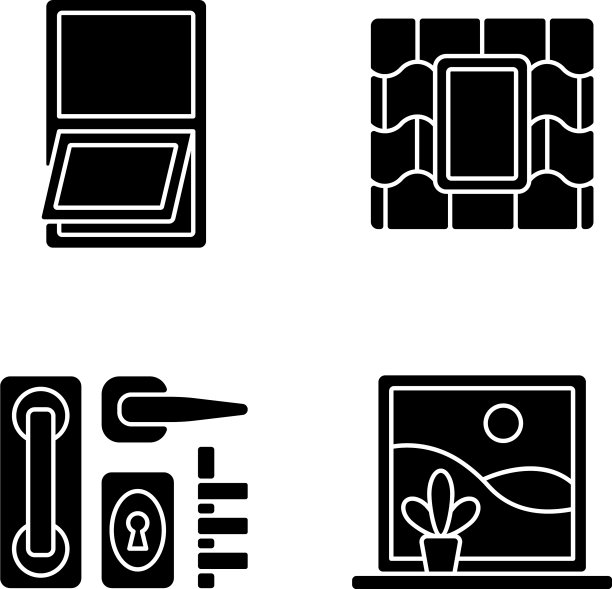 Windows更换服务黑色字形图标集图片下载