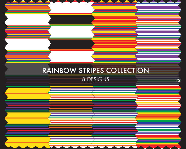 彩虹条纹无缝图案系列图片下载