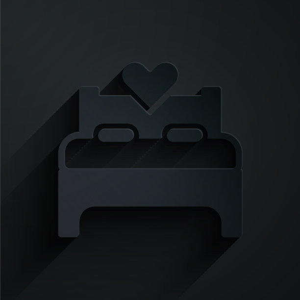 剪纸卧室图标孤立在黑色图片下载