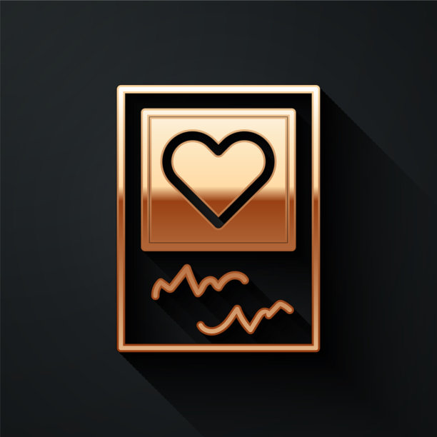 金空白相框和心形图标孤立图片下载