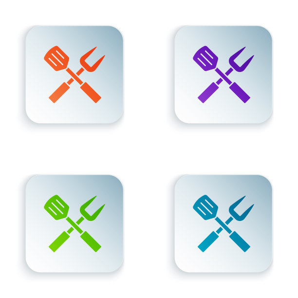 绿色和黑色交叉叉和抹刀图标图片下载