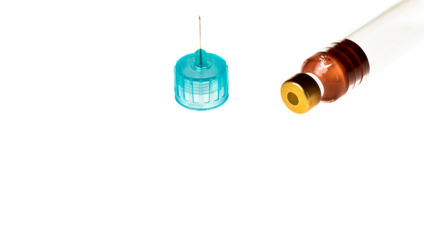 胰岛素笔注射。胰岛素笔，白色背景，针头填充。糖尿病日。图片下载