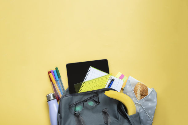 打开学生背包俯视图图片下载