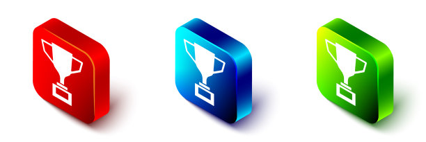 等距奖杯与自行车图标隔离上图片下载