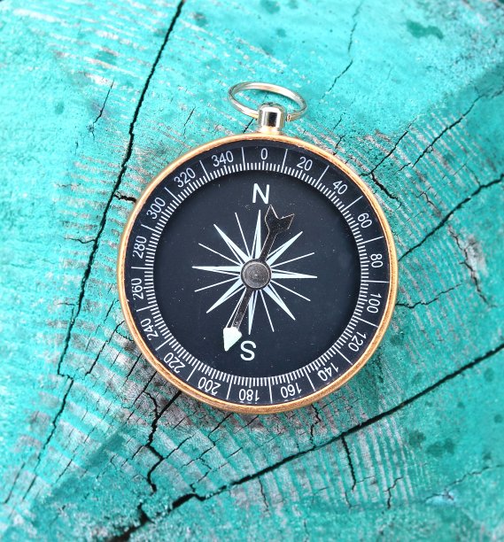 木制背景上的圆规作为旅游罗盘的象征图片下载