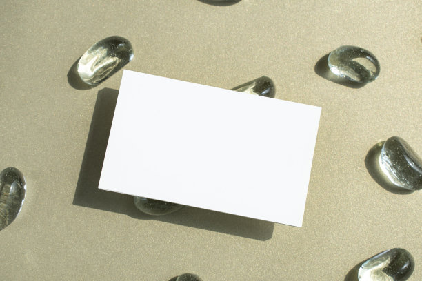 金色背景与玻璃石头和名片图像图片下载