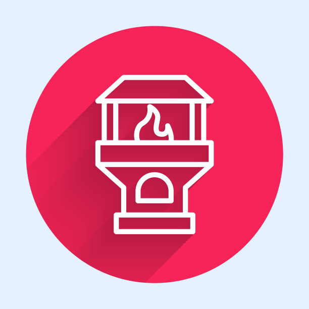 白线砖炉图标与长隔离图片下载