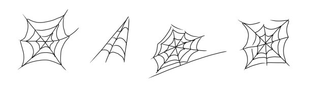 一组蜘蛛网。手绘插图，白色背景，艺术线条风格图片下载