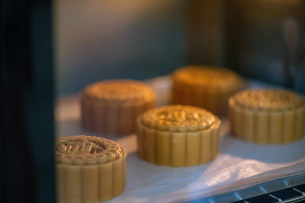 自制月饼放在烤箱烤盘上图片下载