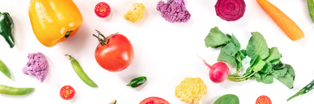 健康食品全景复制空间。各种各样的新鲜蔬菜图片下载