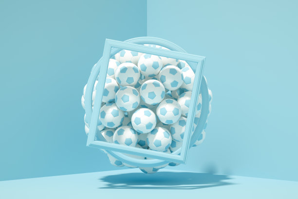 飞行的足球蓝色背景与阳光图片下载