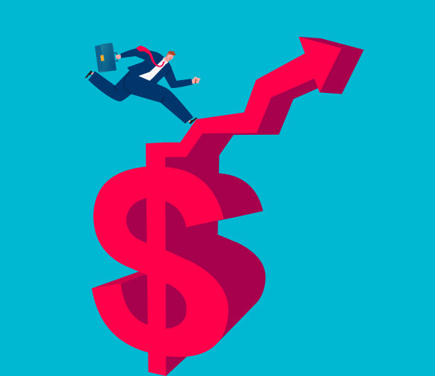 商人在不断增长的美元，商业概念插图图片下载
