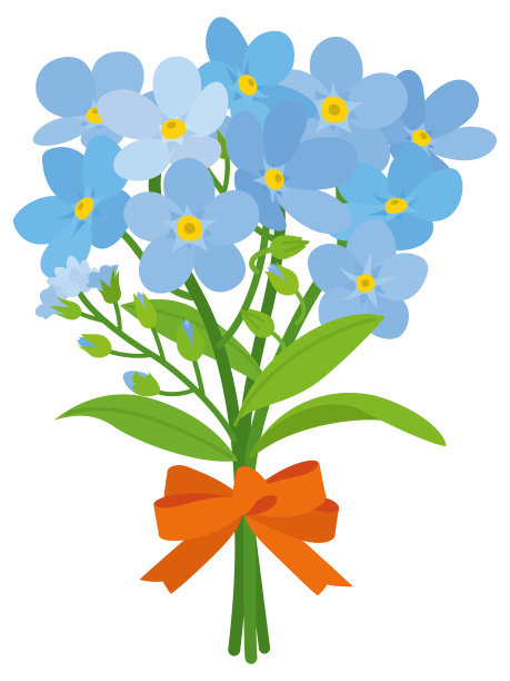 勿忘我花的插图。一束蓝色勿忘我。图片下载