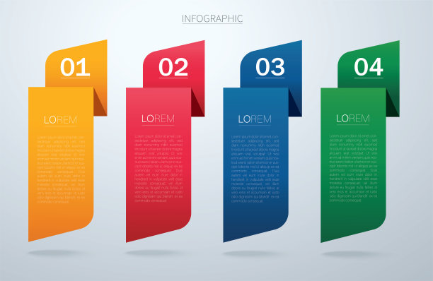 信息图形矢量模板4个选项。可用于网页，图表，图表，演示，图表，报告，循序渐进的信息图表。图片下载