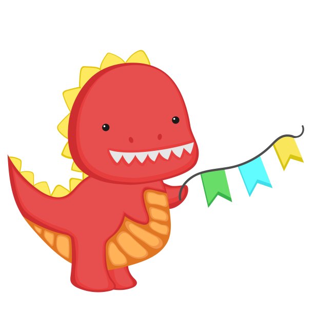 卡通恐龙与旗帜。图片下载
