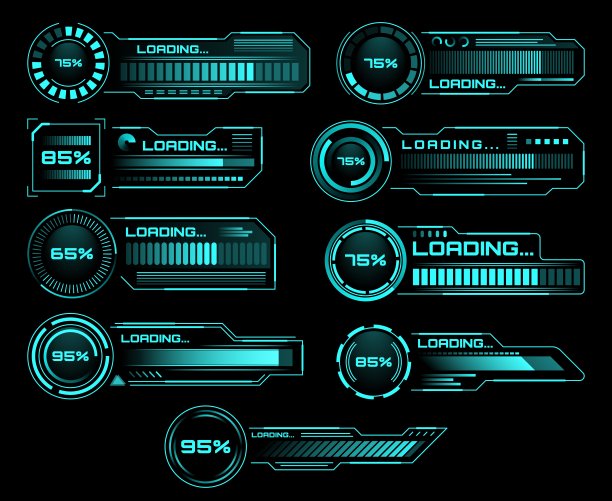 HUD加载进度条，科幻矢量界面图片下载