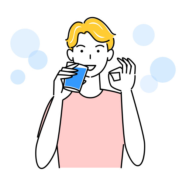 男人饮水预防中暑，OK手势，简洁插画图片下载