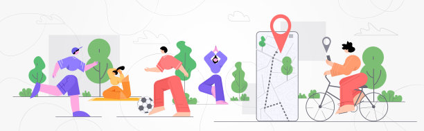 人们花时间在公园，骑自行车，练习瑜伽和踢足球的健康生活理念图片下载