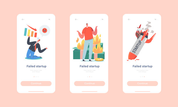 启动失败，业务失败手机应用页面板载屏幕模板。Burning Start Rocket的商务人士图片下载