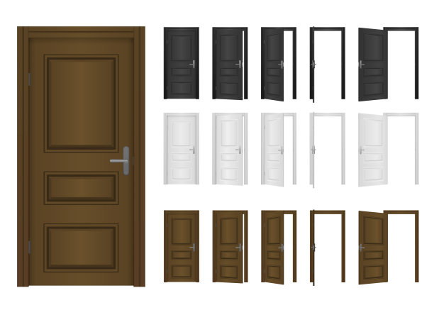 打开，关上房子的前门。图片下载