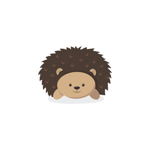 可爱的刺猬在一个美丽的平面风格的卡通图片下载