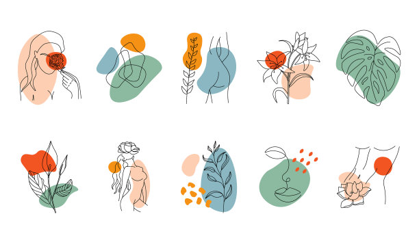 一行女人抽象了现代女人的脸图片下载