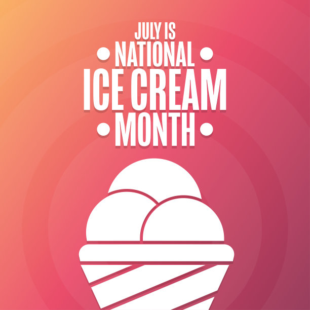 七月是全国冰淇淋月。节日的概念。模板的背景，旗帜，卡片，海报与文字题词。向量EPS10插图。图片下载
