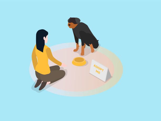女人看着一只待领养的狗图片下载