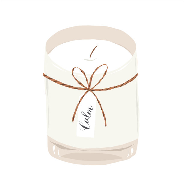 现代香薰蜡烛，玻璃罐中香酱油蜡蜡烛，家庭香薰放松仪式，家庭室内装饰，矢量插图孤立图片下载