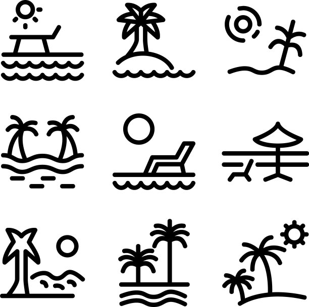 海滩图标或Logo独立标志符号图片下载