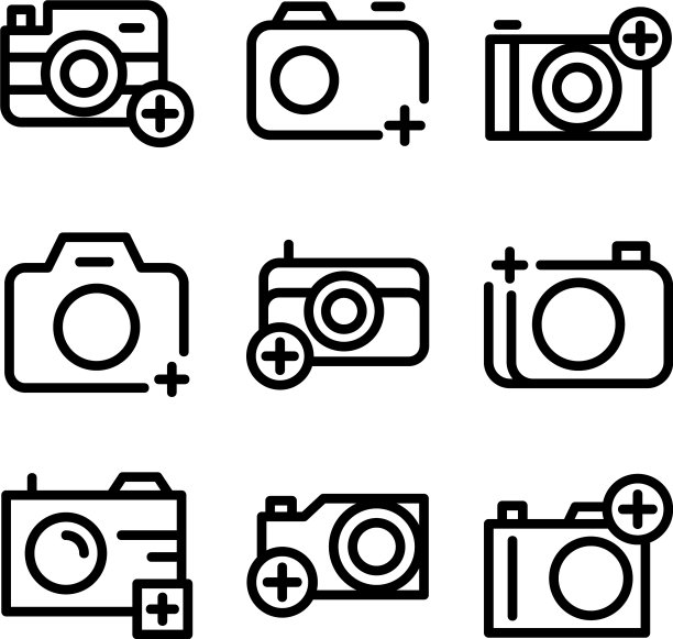 相机添加图标或标志孤立标志符号图片下载