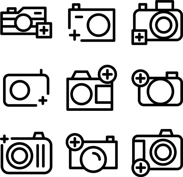 相机添加图标或标志孤立标志符号图片下载