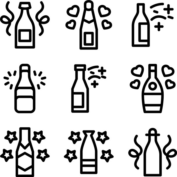 香槟图标或标志，隔离符号图片下载