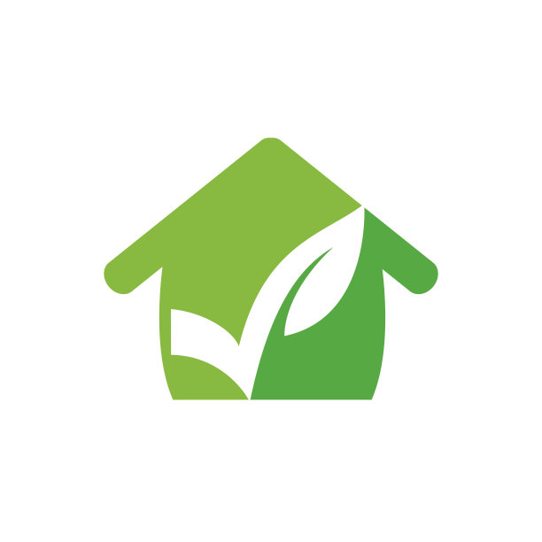 检查叶与家图标标志设计模板。图片下载