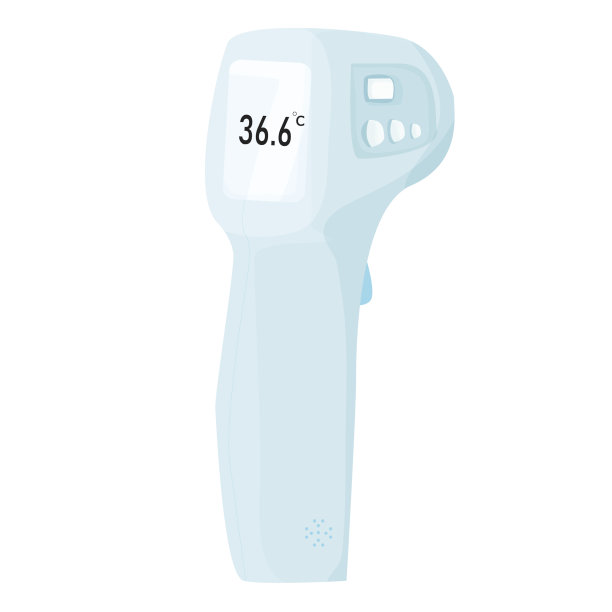 非接触式红外温度计隔离在白色背景上。图片下载