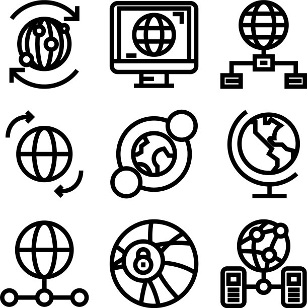 全球网络图标或标志孤立符号符号图片下载
