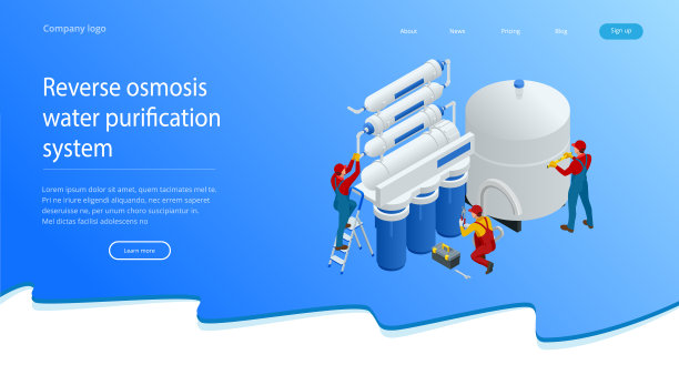 等距安装或修理系统的水过滤在家的概念。固定净化渗透系统。饮用水。卫生工作。在房子里设计网络。图片下载