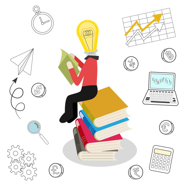 寻找最佳创意赚钱的商业理念。金融知识。学习赚钱的想法。向量,插图图片下载