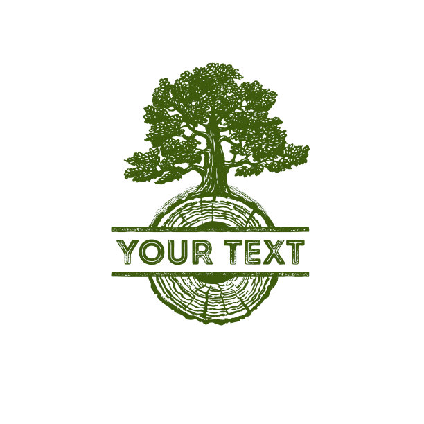 老橡树专业树木护理服务有机生态标识概念。景观设计工艺原始标志。乡村矢量旗帜插图图片下载