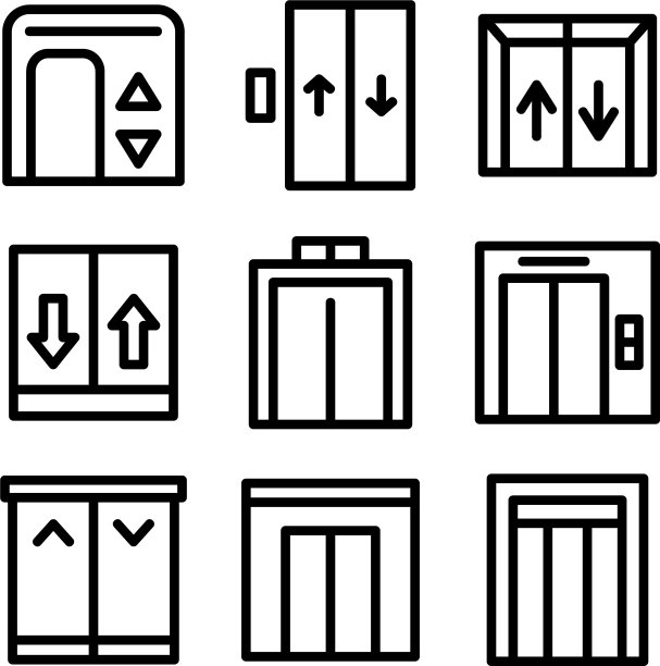 电梯图标或标志孤立标志符号图片下载