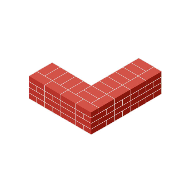 红砖墙的房子。建筑构造要素。角落的石头物体。等距插图。象征着保护和安全图片下载